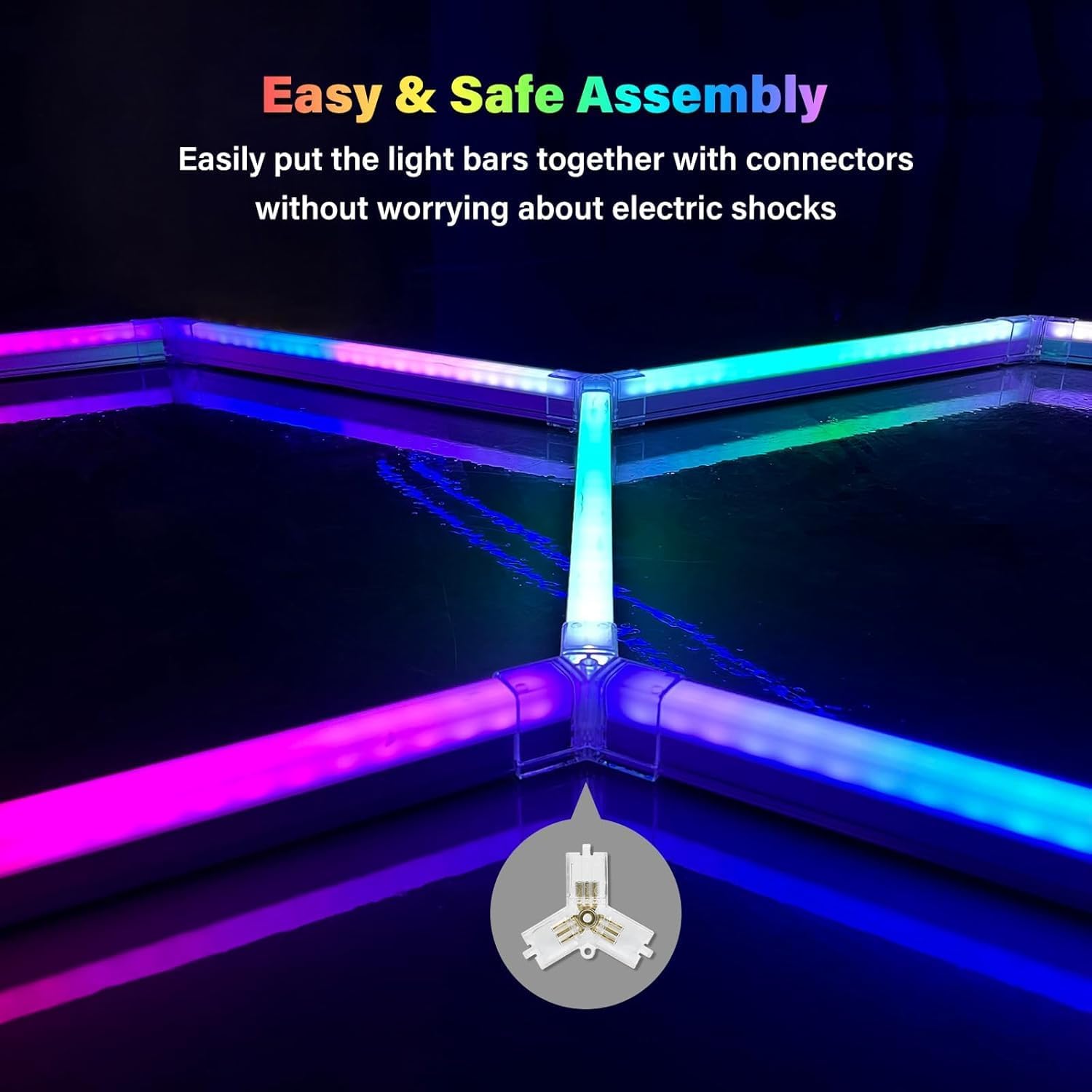 RGB 3 Pack Hexagon LED Lights, 16 Pack Tube Lights, RGB Garage LED Tube Light, 358 Color Modes, Remote Control & Smart App Control, IP54 LED Ceiling Lights for Gaming Room, Gym, Party, Bar