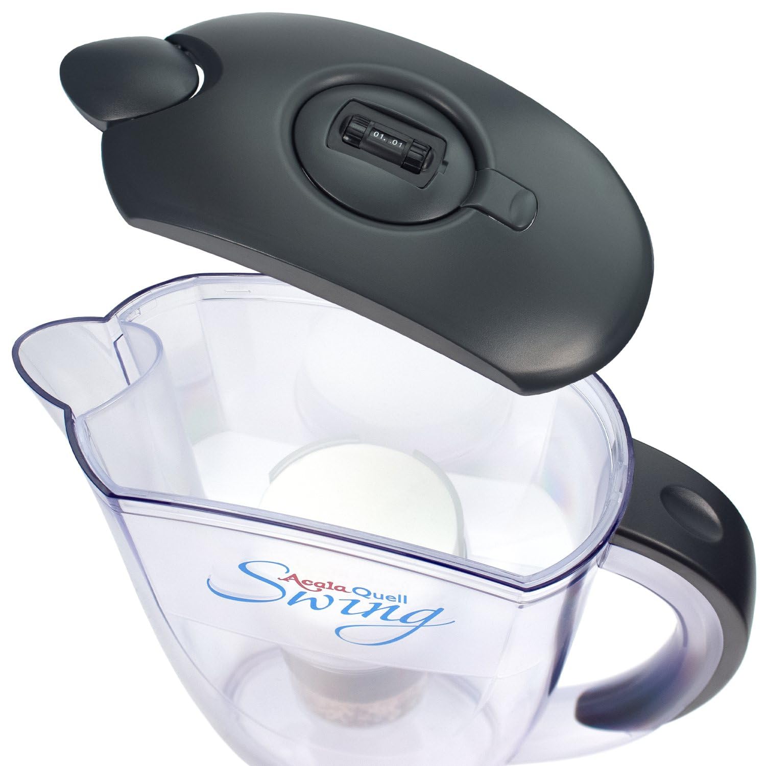 Wasserfilter AcalaQuell® Swing | Anthrazit | Aktivkohle Wasserfilter | Höchste Filterleistung - mehrschichtig | BPA u. BPB frei | ReNaWa® - Technology | Kreiert köstliches, wohltuendes Wasser
