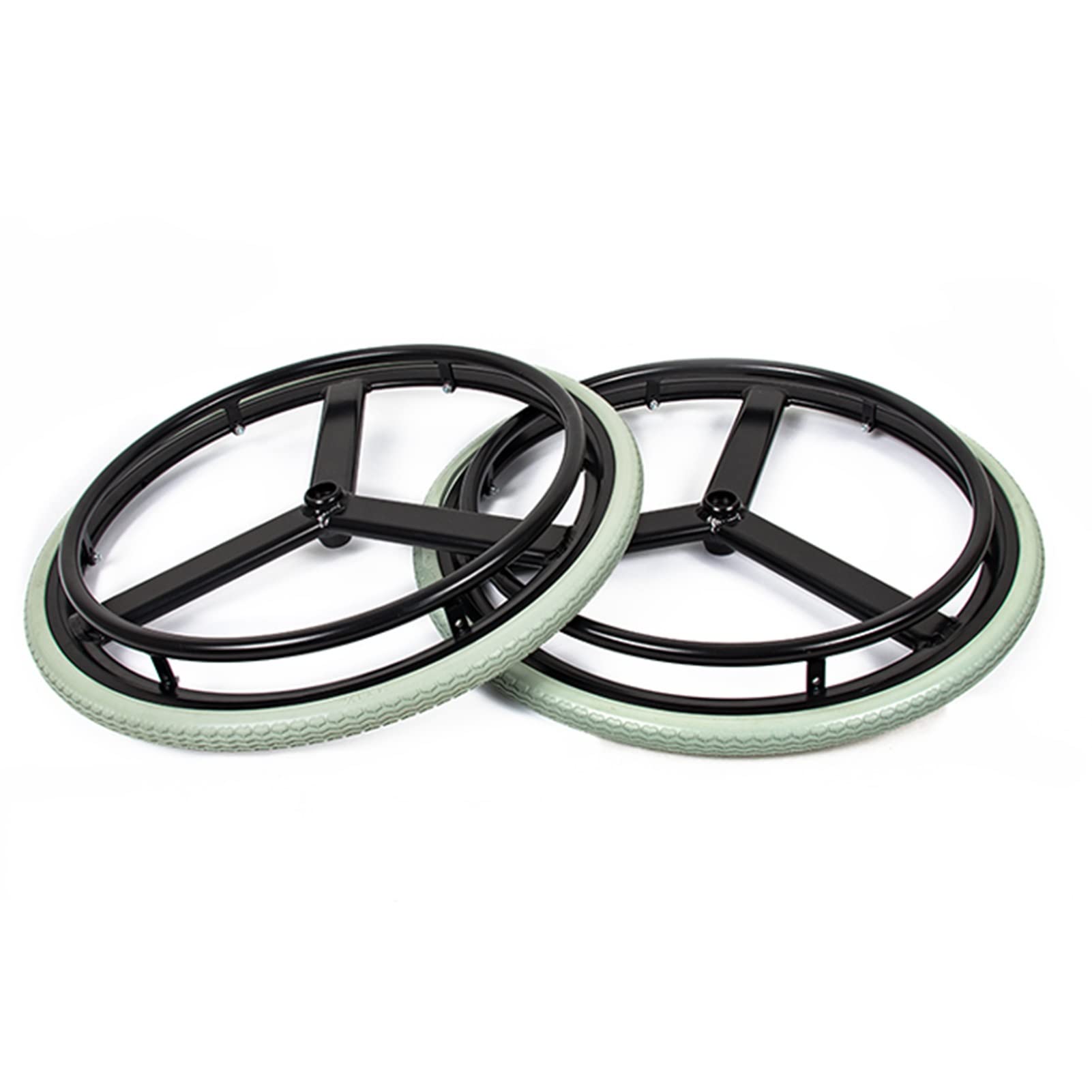 Ruedas Traseras de Repuesto de 24 Pulgadas para Silla de Ruedas (2), Ruedas Giratorias Sólidas de Pu para Silla de Ruedas, Buje Y Volante de Aluminio, Rodamiento de 17 Mm (11/16 ")/Gray/24 X