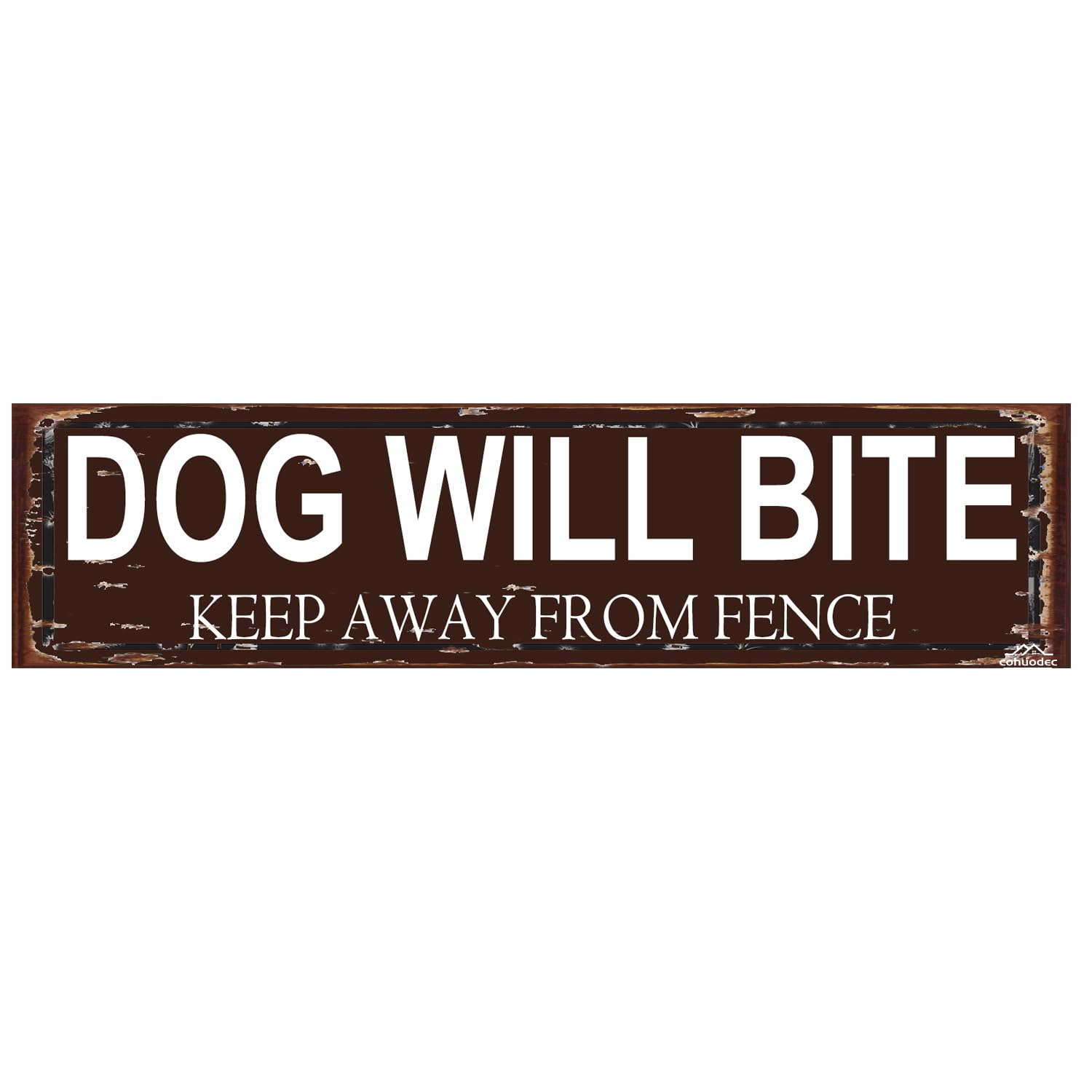 "Dog Will Bite - Keep Away From Fence" Rustic Metal Sign - 16x4 Inch No Trespassing Warning Plaque - Durable Outdoor Beware Sign for Gates, Yards & Property Lines