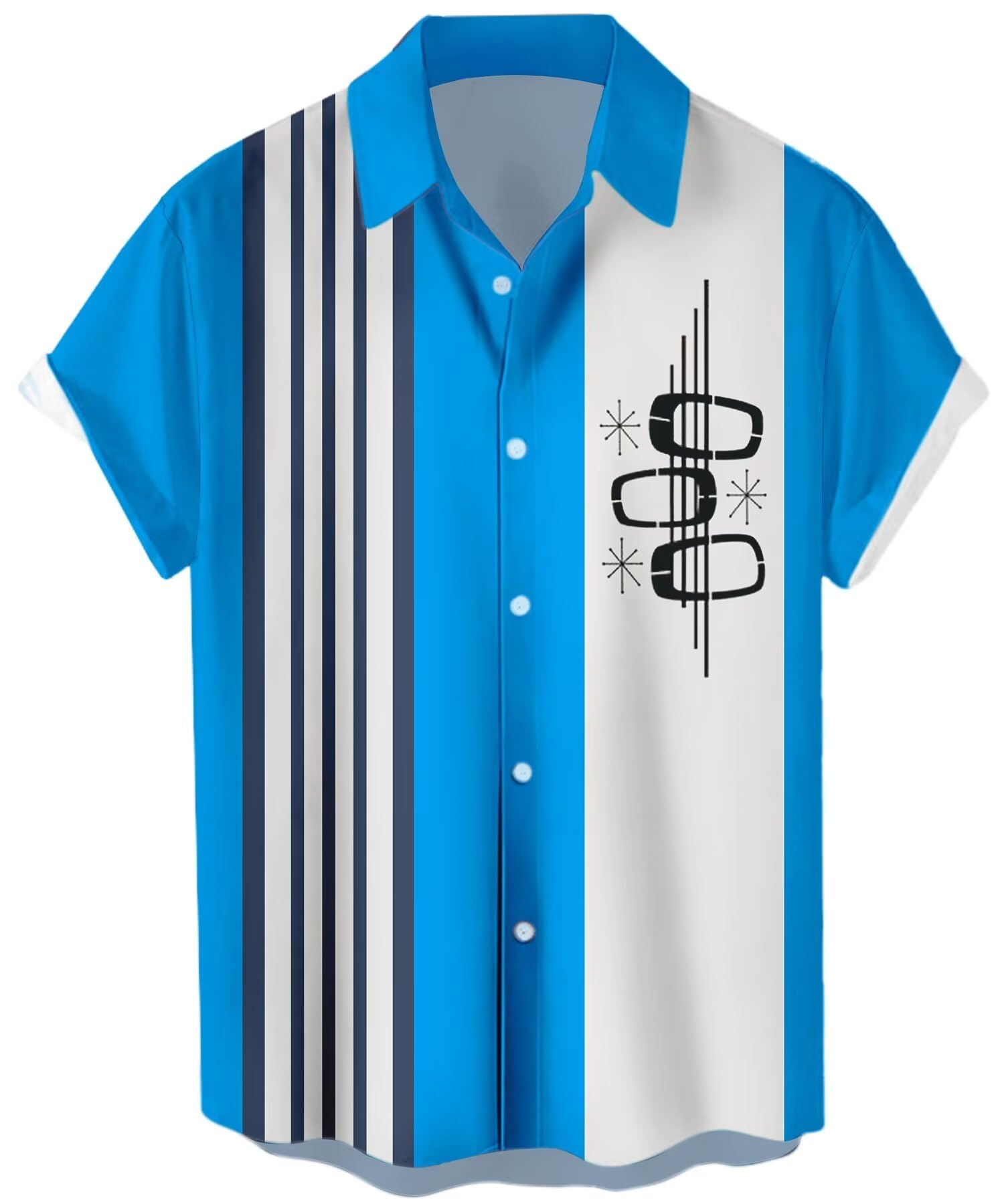 Men's Short Sleeve Button Up Hawaiian Shirt 1950s Vintage Bowling Shirts