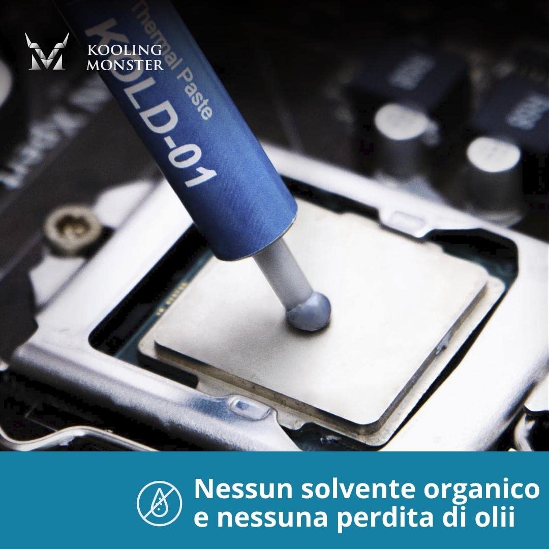 KOLD-01, Pasta Termica in Silicone Premium per Il Raffreddamento di Tutti i processori (CPU, GPU, PC, dissipatori, PS4, Xbox), nessun Odore, Inclusi Guanti e salviette (0.7ml/1.8g)