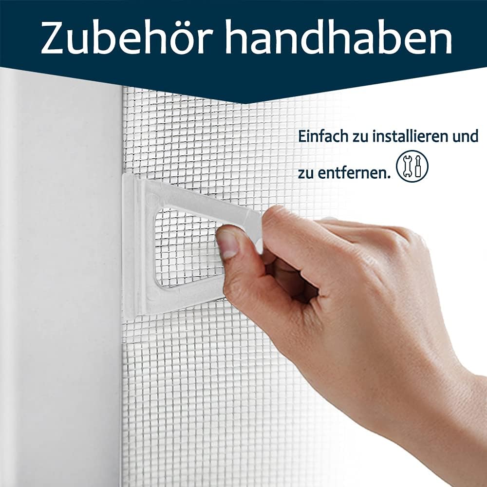 Fly Screen for Windows with Aluminium Frame, No Drilling Required, 100 x 120 cm, Mosquito Net for Windows, White