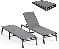 Vista 26 de Tumbona de Aluminio para Exteriores - Silla de Descanso Plegable y de Montaje Libre para Exteriores con 5 Respaldos Ajustables, Silla de Patio