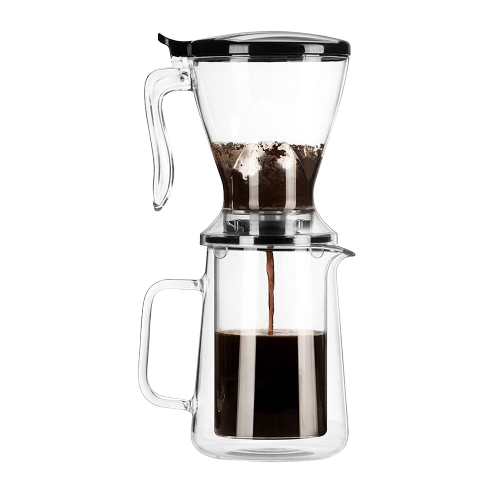 MALSSE Modern Coffee Dripper and Glass Carafe 650ML Easy to Clean Design Filter Cup & Sharing Pots Great for Daily Brewing Pitcher