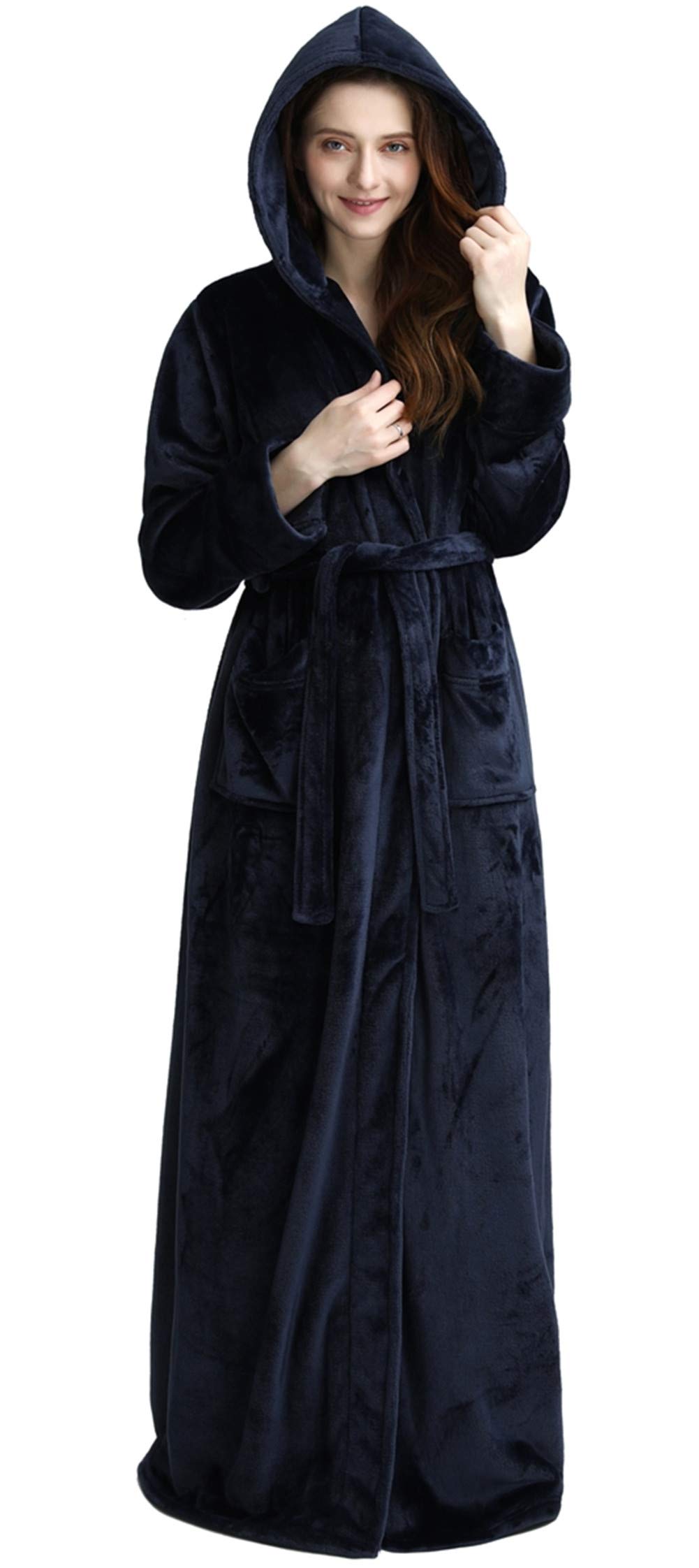 DSNOW Peignoir en polaire chaud pour femme Robe de chambre