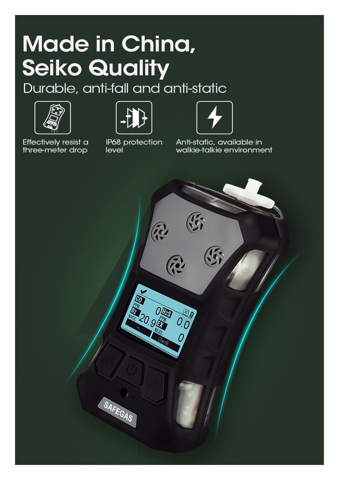 Détecteur de gaz pompage 4 en 1 Multi-gaz CH4 CO LEL O2 Portable Tests précis