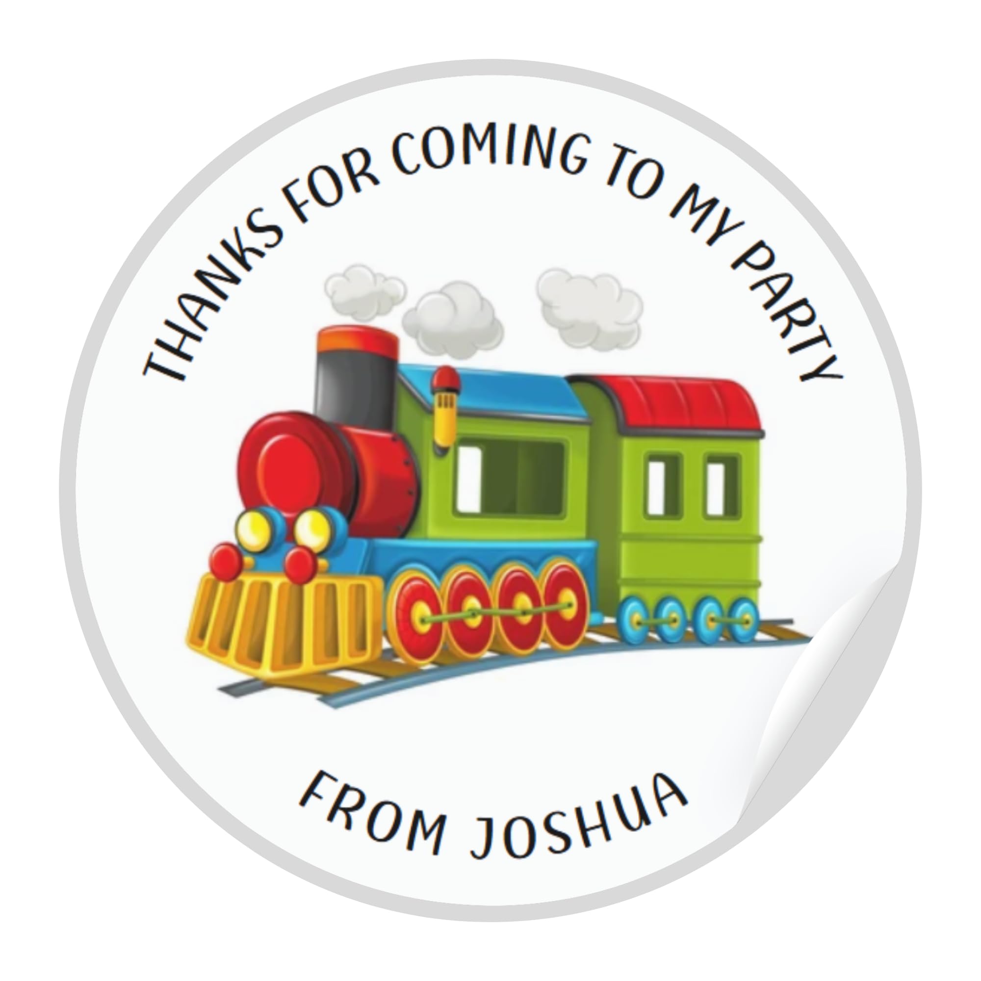 Personalised Train Birthday Stickers - Thank You for Coming to My Party (51mm (15 Stickers))