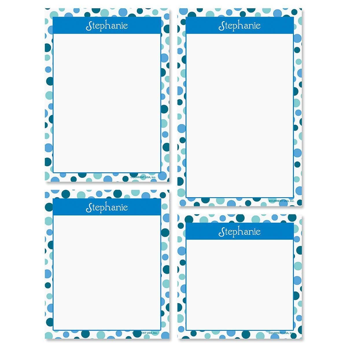 Current Zippy Dots Personalized Notepad Set - Set of 4, Multiple Sizes, Great for Shopping Lists, Grocery Lists and Personalized Gifts, Printed in the