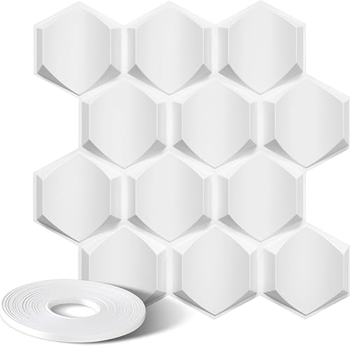 STICKGOO Paneles de pared 3D negros para despegar y pegar, paneles de pared de PVC texturizado con diseño hexagonal, paneles de pared modernos de