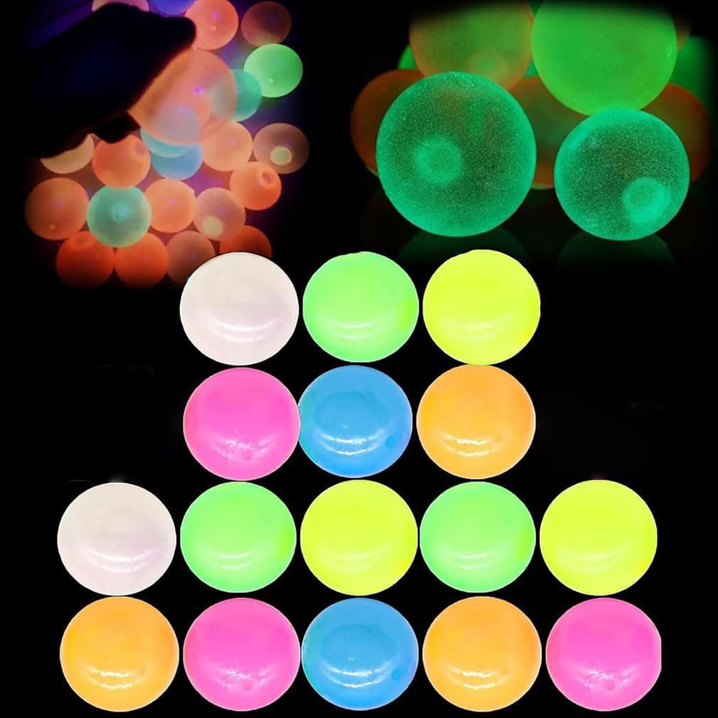 Glorbs Balls, Glow Sticky Balls,Ceiling Balls, Bounce Back to You,Glow in The Dark Sticky Balls That Stick to The Ceiling,Dream Balls Glow in The Dark,Stress Balls for Kids and Adults (16 Pcs)