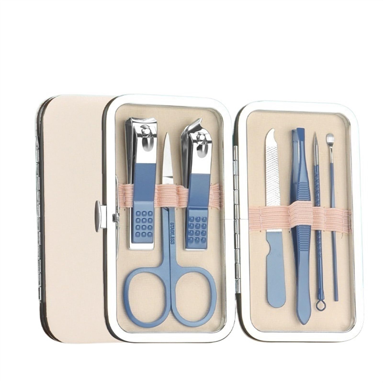 Set tagliaunghie Kit tagliaunghie portatile da 7 pezzi/set in acciaio inossidabile, strumenti for manicure da viaggio, strumenti for la pulizia delle orecchie, strumento for la cura delle unghie e ped
