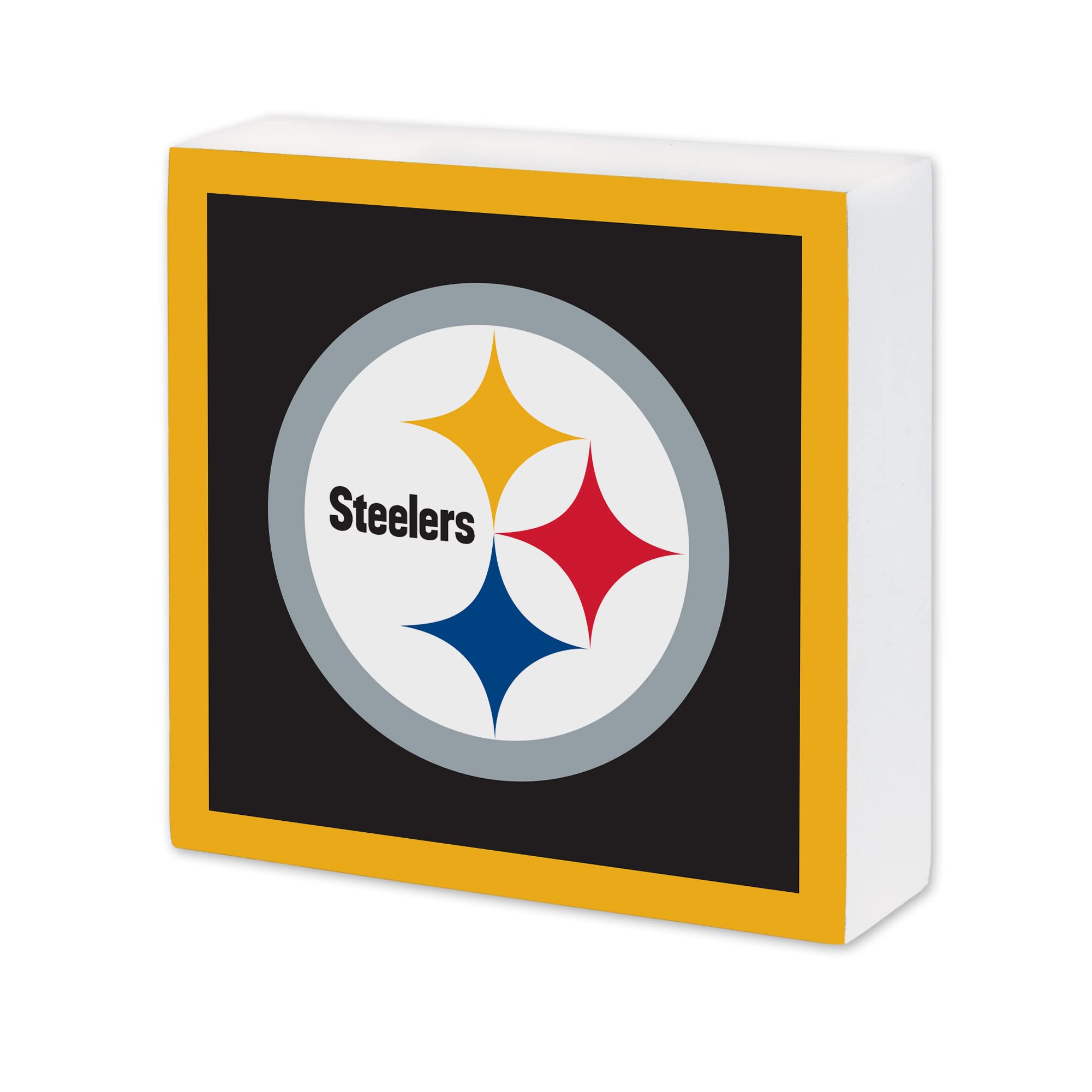 NFL Pittsburgh Steelers 6x6" Wooden Sign, Sports Decor Sign for Wall, Bar, Mancave, Living Room or Dorm Room