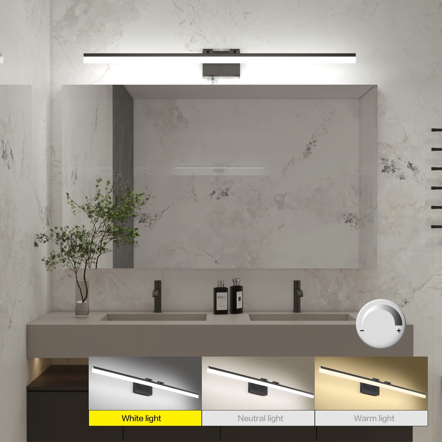 SOLFART 47in Modern 3 Color Temperature Dimmable LED Vanity Light for