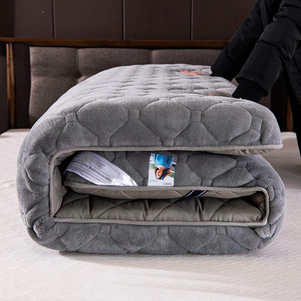 WYJHNL Matelas Futon Doux 6cm D'épaisseur, Matelas Tatami Japonais, Dortoir étudiant Pliant, Convient pour Le Sol et Lit, Gris, 160x200cm (63x79inch), Moelleux, Coton