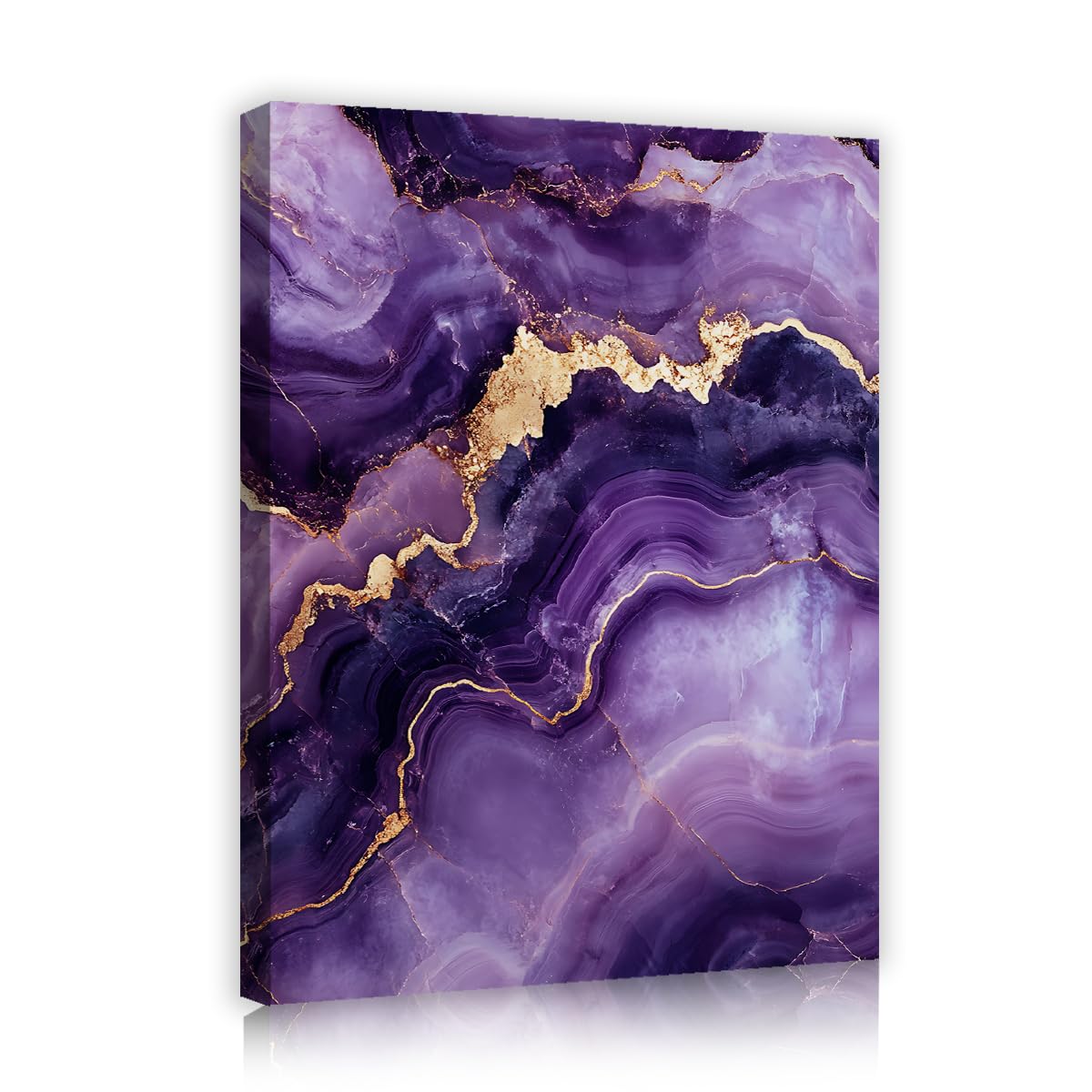 TOANGWALL Purple Agate Canvas Wall Art Abstract Mineral Poster Geode Vein Prints Stone Pattern Picture Office Dining Room Entryway Elegant Modern Home Decor 50x60cm