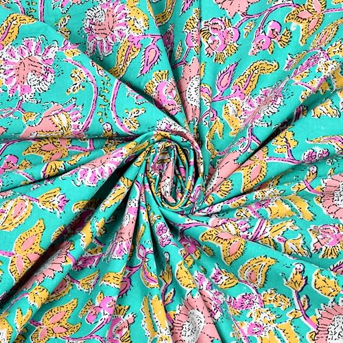 Image of RajasthaniKart Pure Cotton 240 TC Printed Double /King Bed Elastic Fitted Bedsheet with 2 Pillow Covers - All Around Elastic | 72 inchx78 inch, Fits Up to 8 inch Mattress | Green Jaal Jaipuri Print