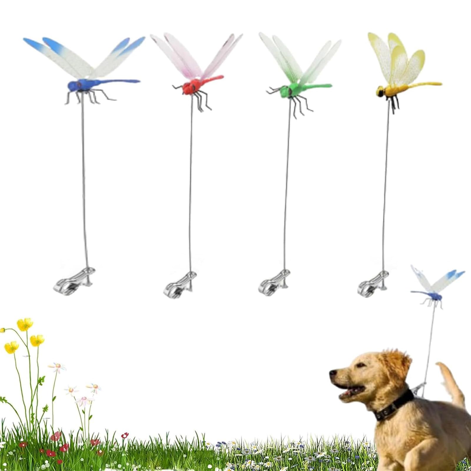 GETBSTOOP Dragonfly Clip, 3D Dragonfly Garden Stakes Decor, Realistic Garden Decoration Clip, Multi-Purpose Hat Clips Insert Clamp, Bug-Repellent Ornament for Indoor, Outdoor, Garden & Patio