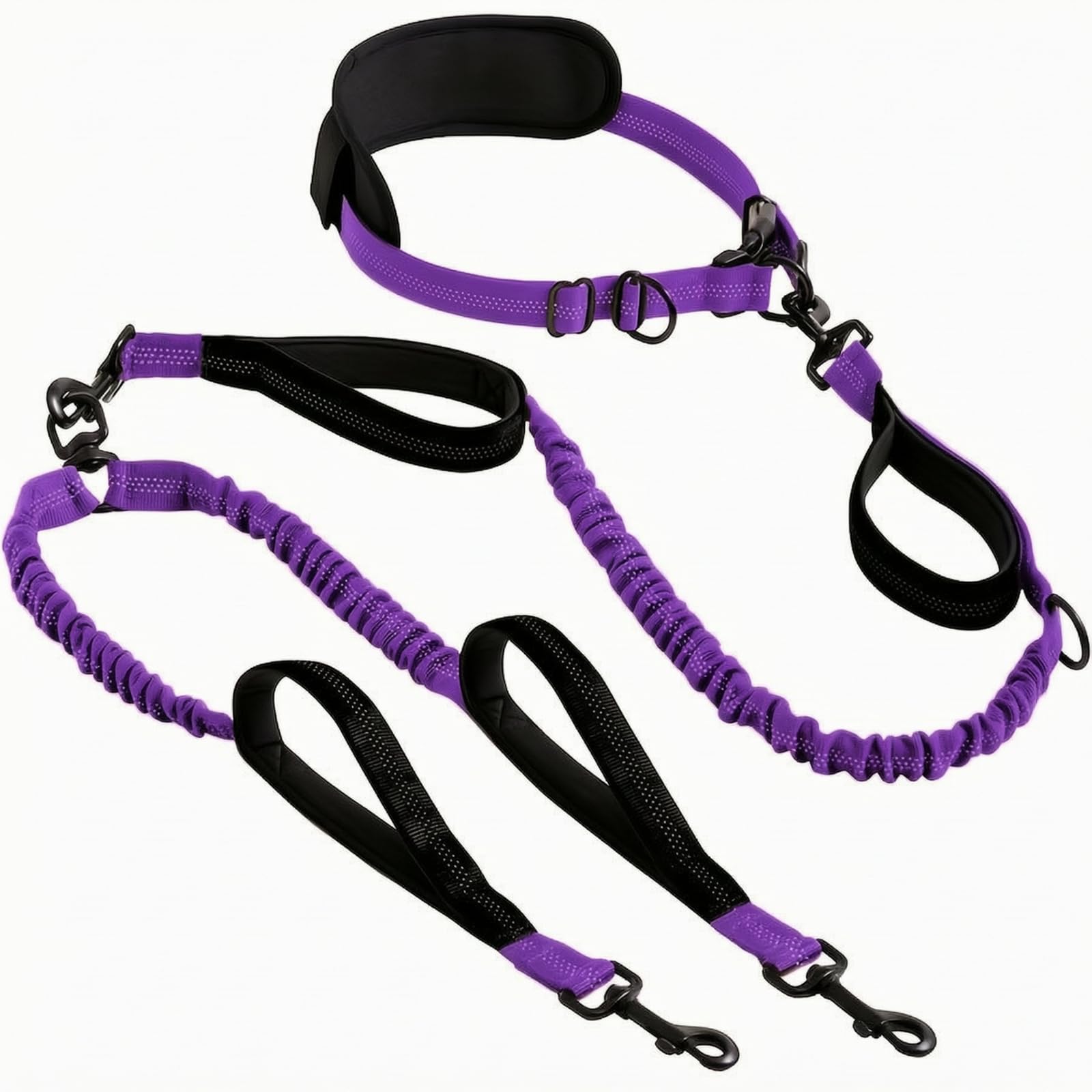 Guinzaglio a Doppia Testa per Cani Guinzaglio a Cintura per Mani Libere Guinzaglio con Assorbimento Degli Urti Guinzaglio con Doppia Presa in Nylon E, color to 2