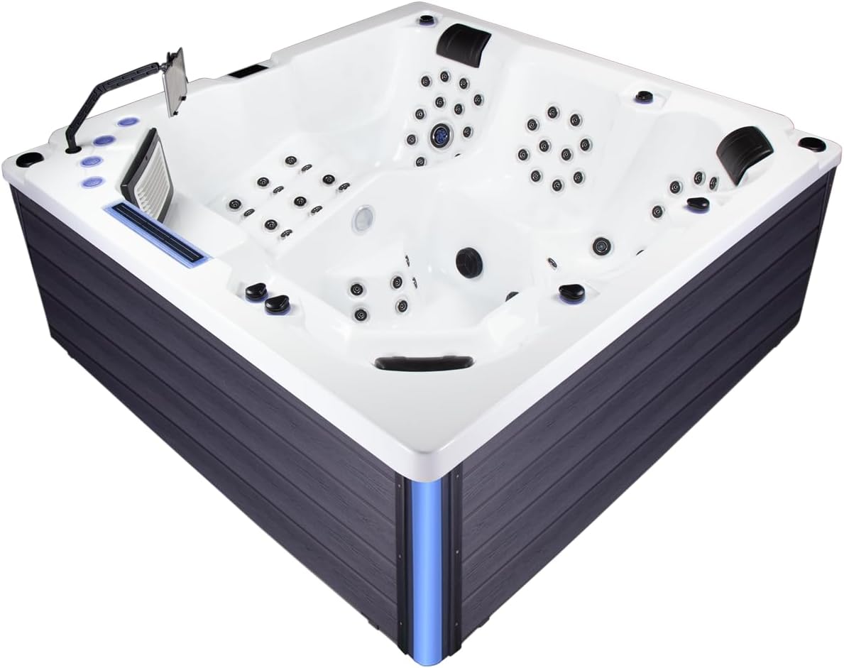 Bueno Spa Denver 6 - Person 100 - Jet Acrylic Hot Tub with New Arctic Max Insulation, Ozonator, and Cover in Ice White