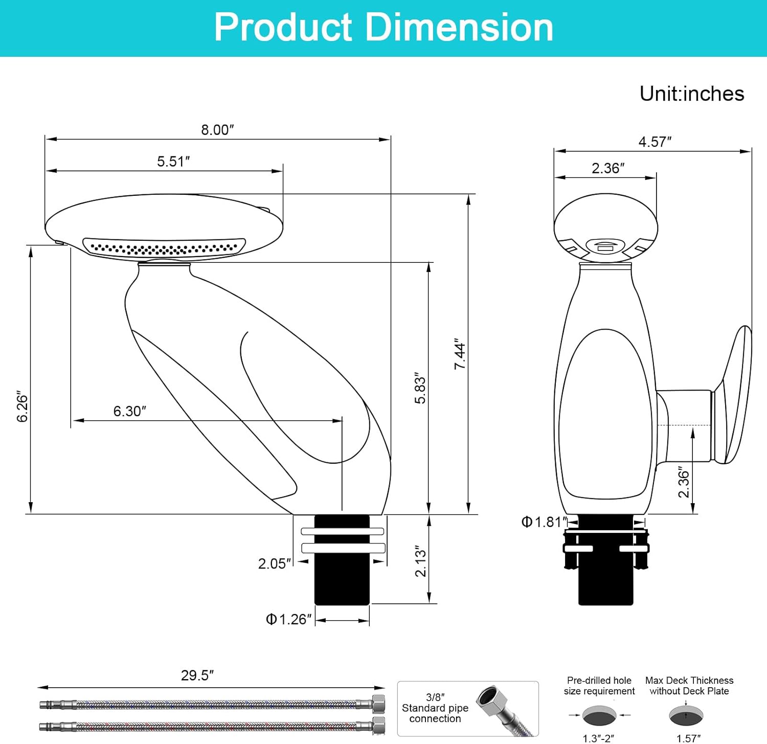 Faucet - Batteryless LED Light Temperature Display, 4 Modes (Waterfall/Rinsing/Shampoo/Bubble), 360° Pull-Out Spray for Pet & Sink Cleaning, Zinc Alloy Bathroom Faucet (White)