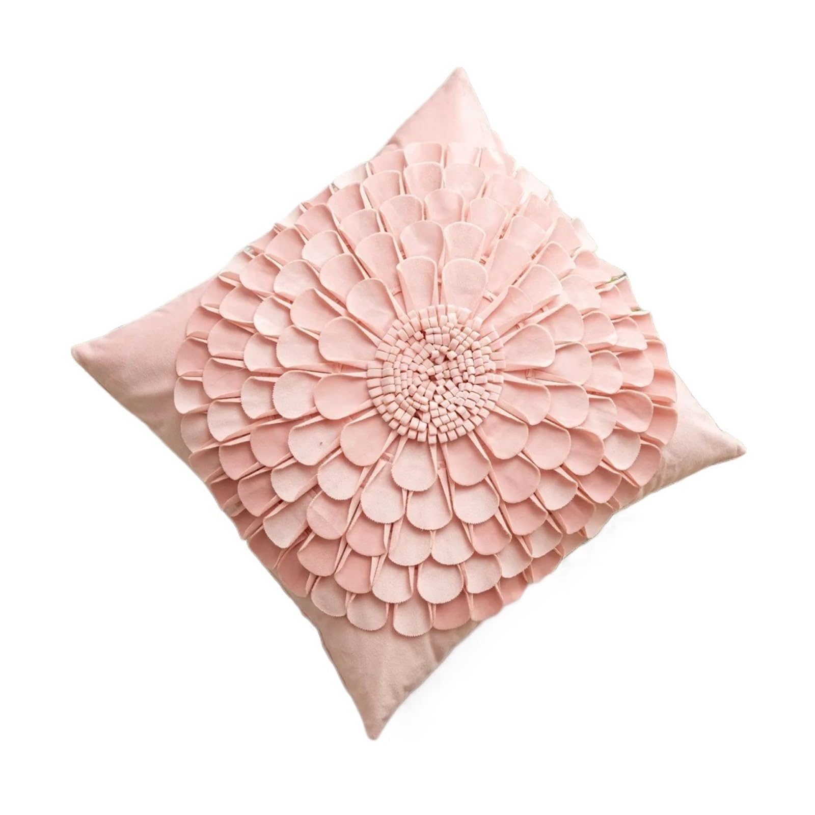 LCKKJHG 3D Flower Pillow Covers Handmade Velvet Petals Home Decor Yellow Beige Cushion Cover Sofa Pillowcase 45x45cm(D-45X45CM)