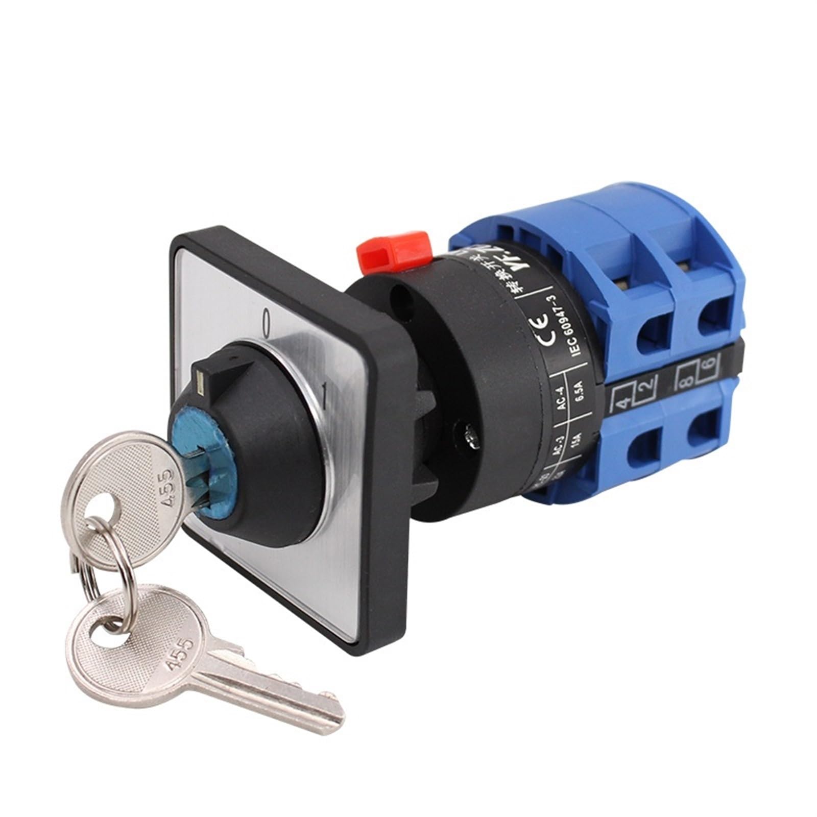LW26-25YS3/2S Universal Change-Over Switch 22mm Mounting Motor Equipment Power Cut-Off Key with Lock 25A 1Pcs(0-1 Position)