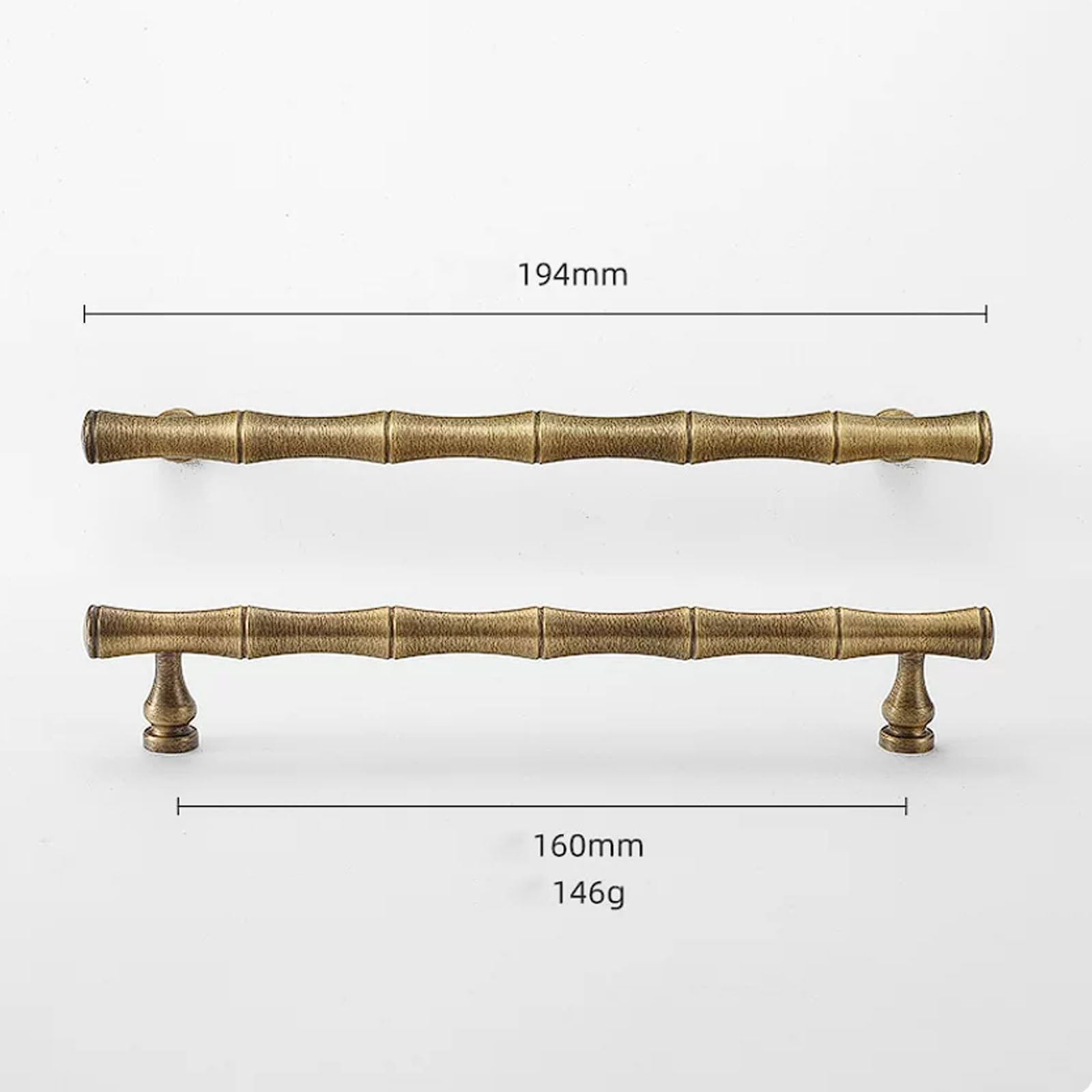 esmen Schrankgriffe in Bambusform aus antikem Bronzemessing mit rundem Sockel, Doppellochbefestigung, for Kleiderschränke und Schubladen(194mm)