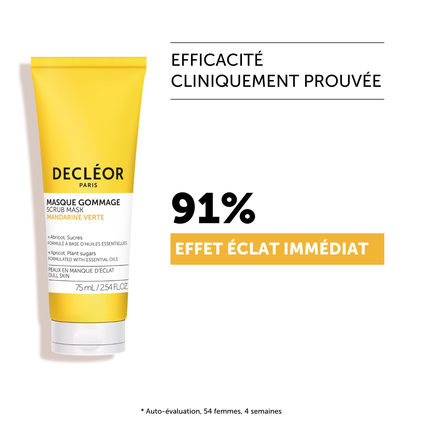 Decléor Masque Gommage Mandarine Verte pour l’Éclat, Masque Exfoliant Visage 2-en-1 avec Noyaux d’Abricot pour Lisser le Grain de Peau et Raviver l’Éclat