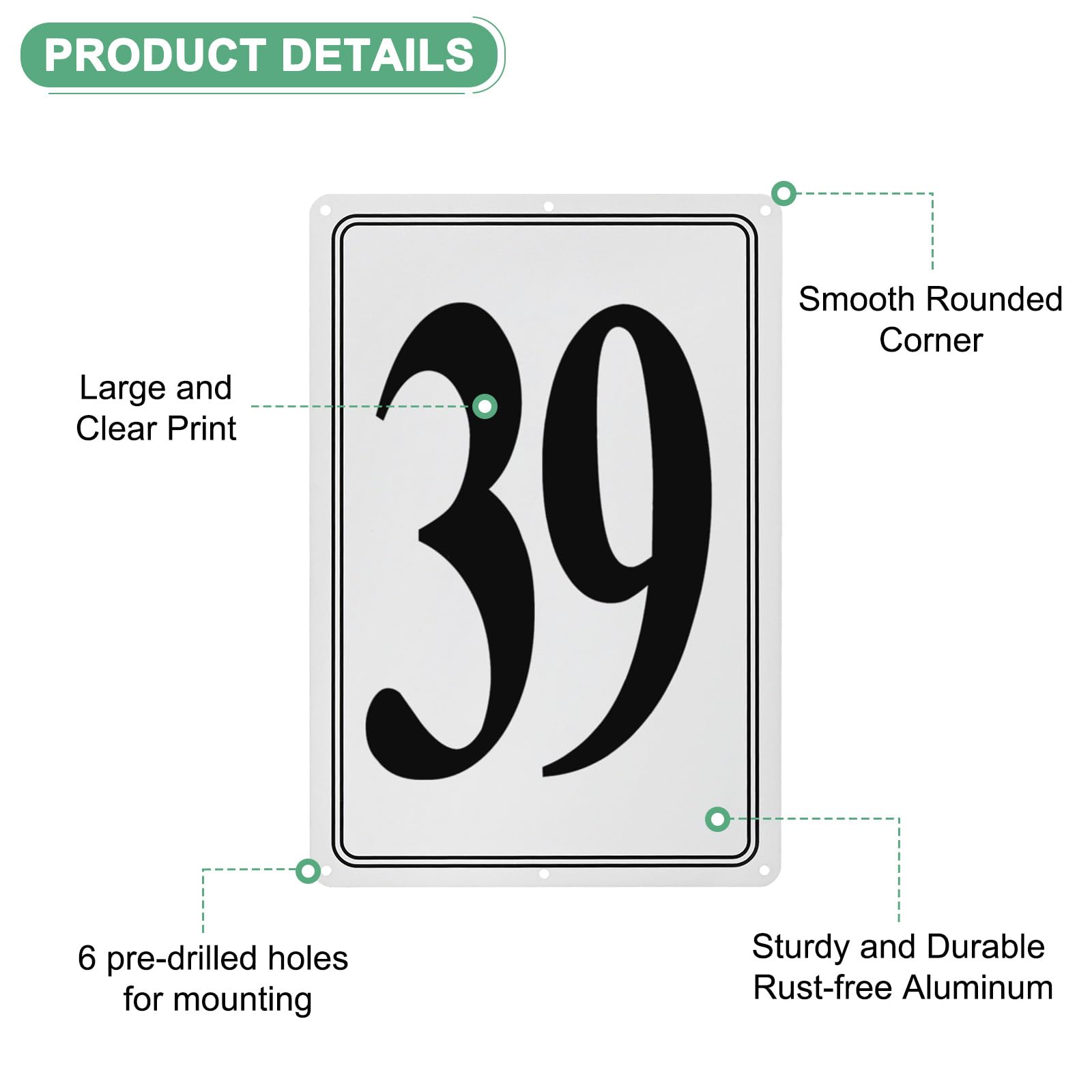 M METERXITY Aluminum Number Sign 39, 11.8 Inch House Numbers and Metal Letters, Parking Spot Letter Signs - Image 2