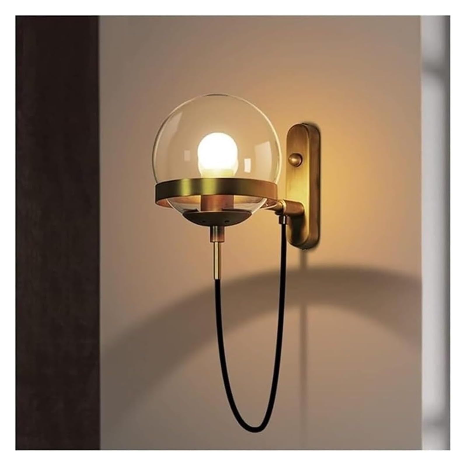 Lampa ścienna wewnętrzna, nowoczesna lampa ścienna z metalu ze szklanymi kulkami w stylu retro, industrialnym, do sypialni, jadalni, salonu, dekoracji na zewnątrz