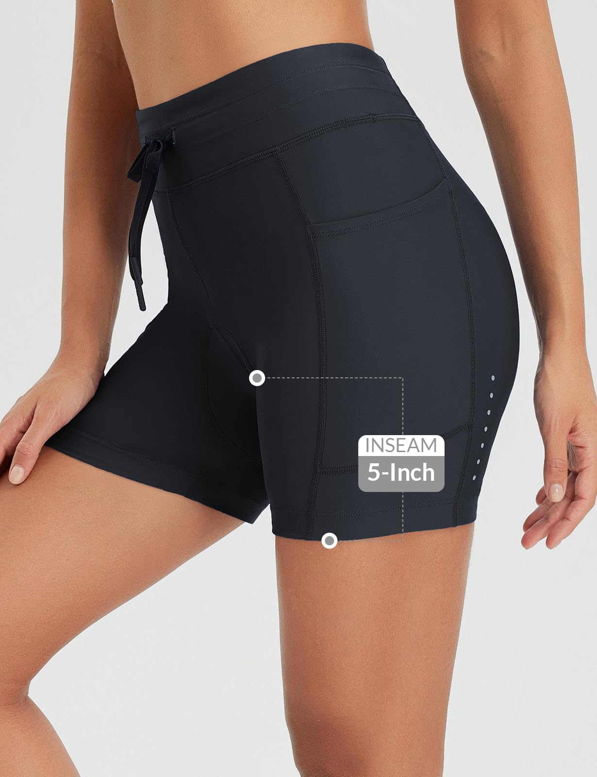 BALEAF Pantaloni da ciclismo da donna, imbottiti, da 5 pollici, 4D, imbottiti, corti da ciclismo, abbigliamento da ciclismo