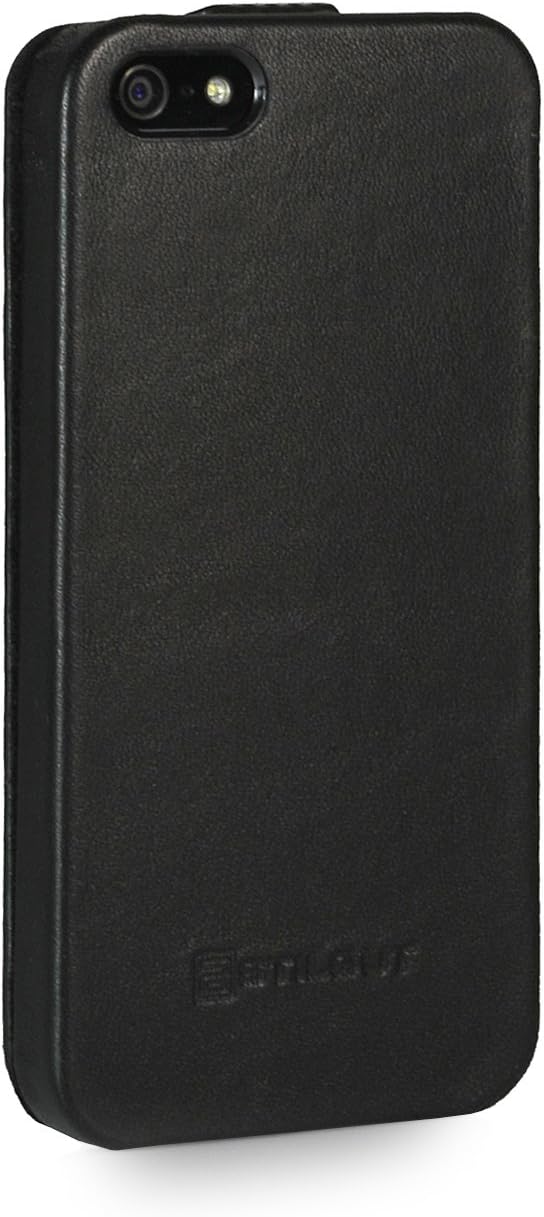 StilGut UltraSlim Genuine Leather Case for Apple iPhone SE & iPhone 5s & iPhone 5, Black - Nappa
