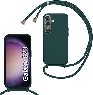 Silikon Handykette für Samsung Galaxy S23 Hülle mit Band,Verstellbarer Halskette Handyhülle,Necklace Hülle mit Band,Handyhülle für zum Umhängen,Case mit Schnur, Dunkelgrün