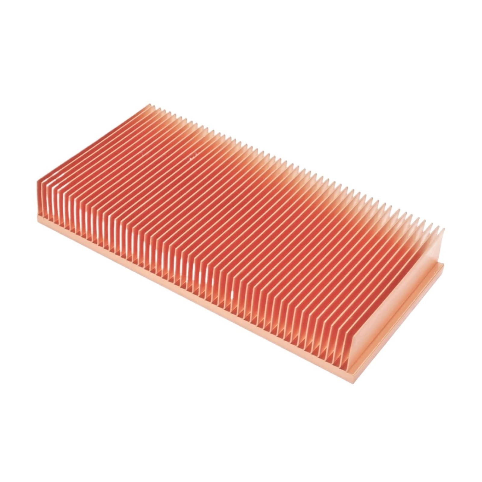 100x50x15 mm czysty radiator miedziany ze ściętymi żebrami do chłodzenia układów pamięci RAM, diod LED i kart graficznych.