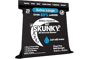 82% Larger Disposable Rinse-Free Bathing Sponge Wipes, Get Skunky Refreshed
