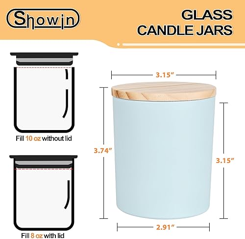Miniatura 56 de Tarros de vela gruesos de 8 onzas para hacer velas, 15 unidades, tarros vacíos transparentes con tapas de madera para hacer velas, contenedor