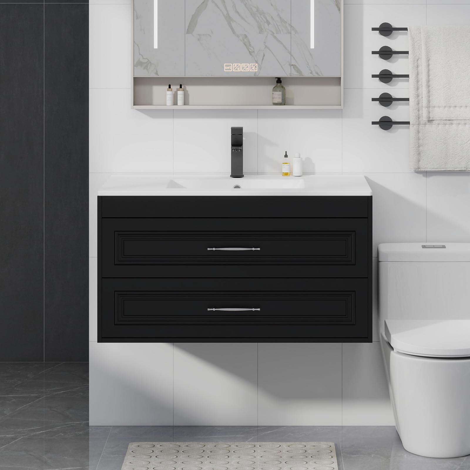 YOURLITE 36' Floating Bathroom Vanity with Sink, Black