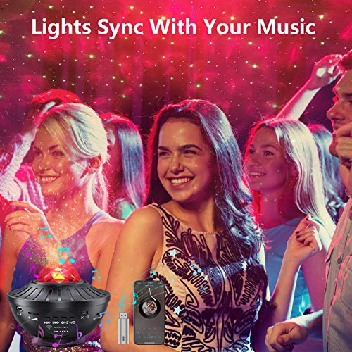 Star Projector Night Light , AIRIVO Ocean Wave Nebula Starry Projector, Galaxy Projector for Bedroom/Home Theatre/Party Bluetooth Adults Kids with Music Speaker, Voice & Remote Control - Thumbnail 5