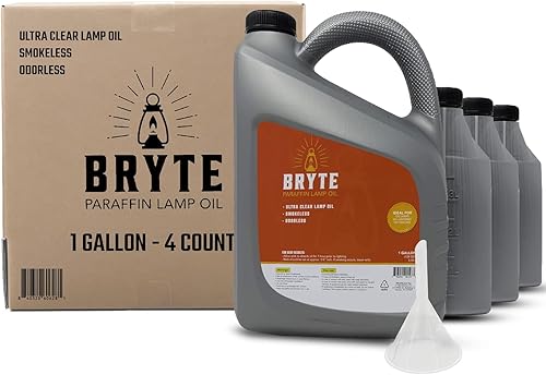 Bryte - Aceite de lámpara de alta calidad, 1 galón, parafina transparente y limpia, inodoro, adecuado para uso en interiores y exteriores, viene con