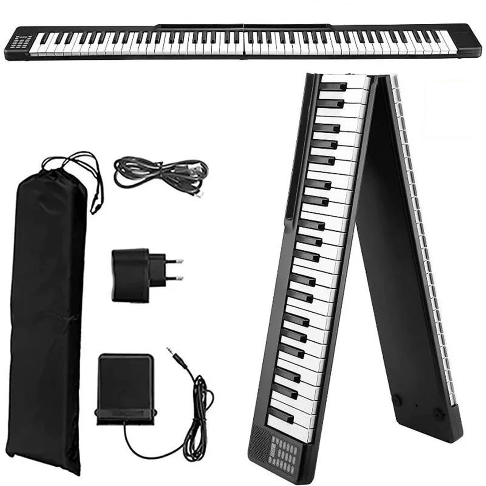 Tastiera Digitale Per Principianti Pianoforte Elettronico 88 Tasti Professionale Pieghevole Portatile Pianoforte Musicale Principiante Pratica Suonare Uno Strumento Musicale(Black)