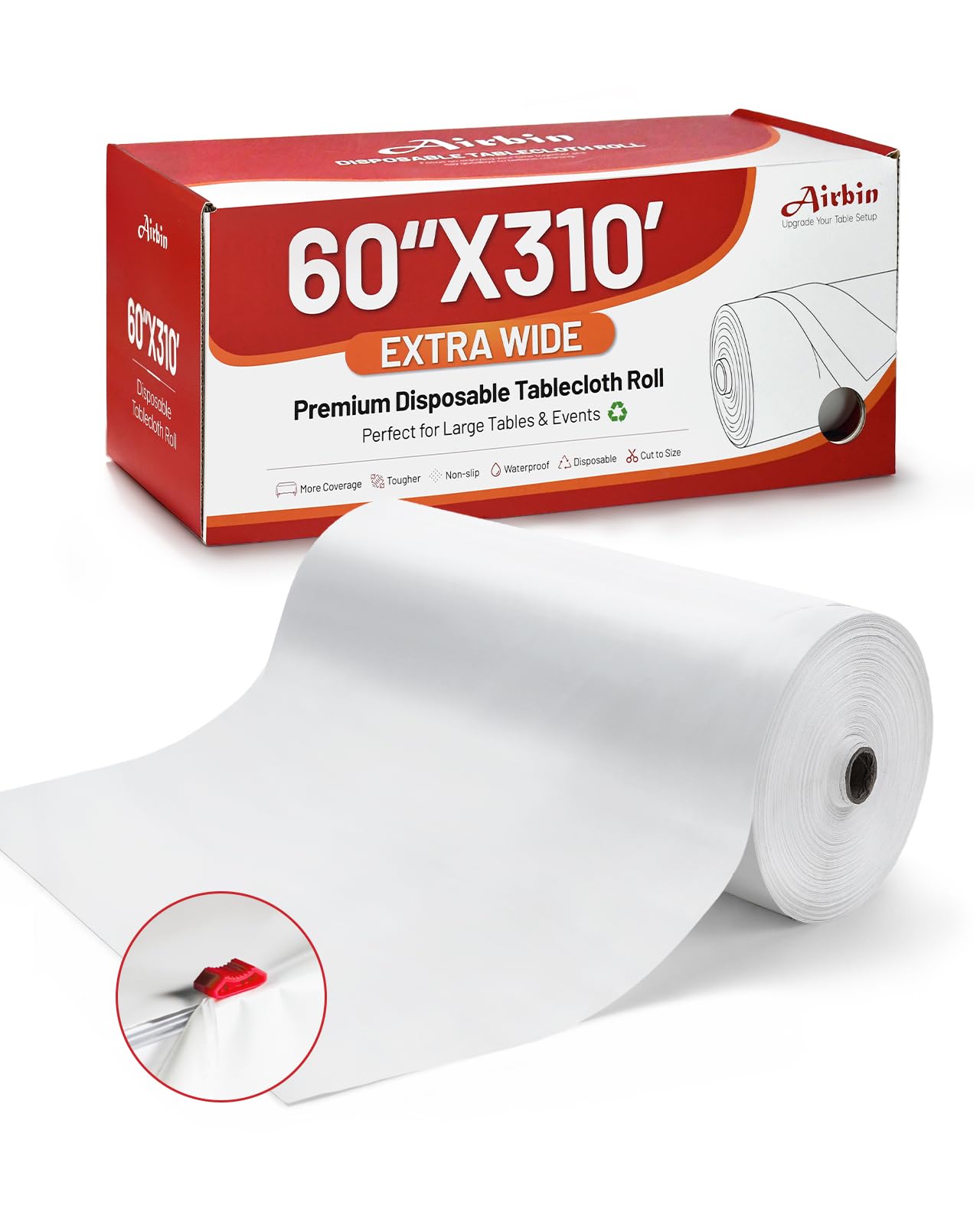 Plastic Table Cloth, Extra Wide 60 In X 310 Ft Plastic Tablecloth Roll