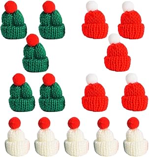 JOINPAYA 24pcs Mini Christmas Knitting Hats Colorful Tiny Xmas Caps for Diy Crafts Decorations Ornaments Dolls Wine Bottles Christmas Trees More