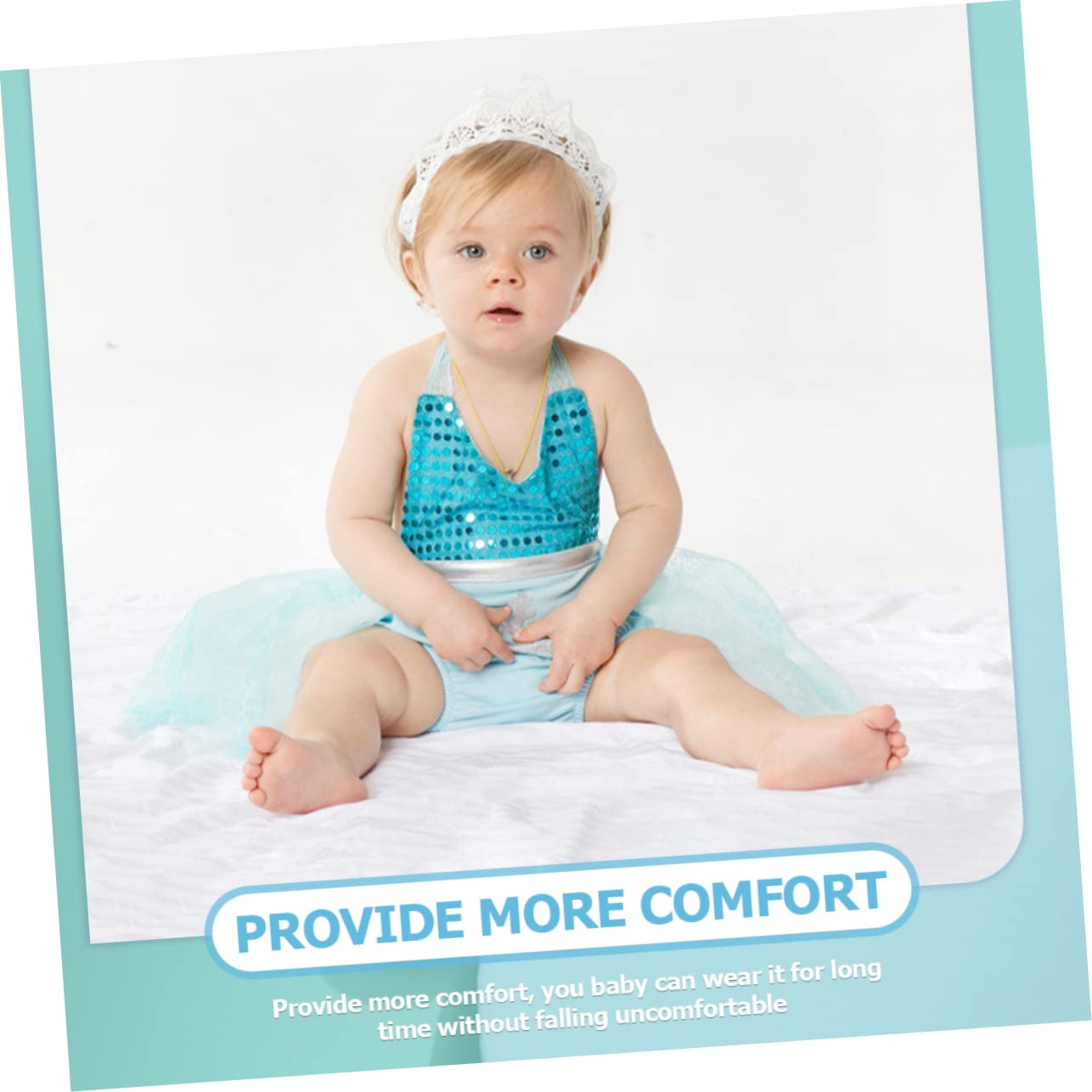 Holibanna 1Set Mermaid Lace Dress with Headband Summer Outfit for Photo Shoot Birthday Party and Holidays Cute Ruffle Skirt for Newborns