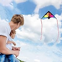 Vista 6 de Large Rainbow Delta Kite for Kids & Adults,Single Line Beach Kite for Kids Ages 4-8 & 8-12,Easy to Fly for Toddlers and Beginners