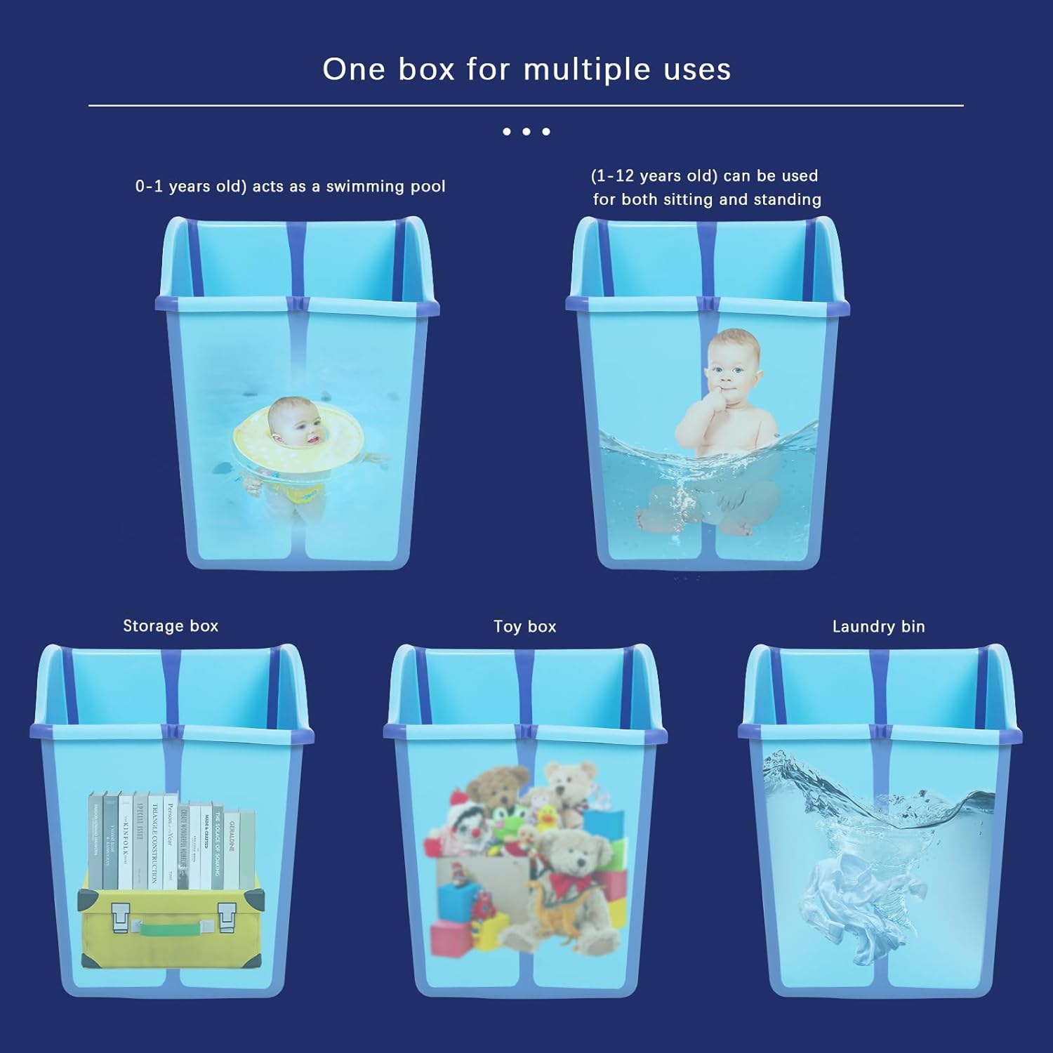 Foldable Bathtub, Portable Folding Bathtub Mini Collapsible Bathtub 22.45gal Capacity Bathtub Bucket Foldable Freestanding Water Tub for Home Sauna Spa Soaking Bath Sweat Steaming (Blue)