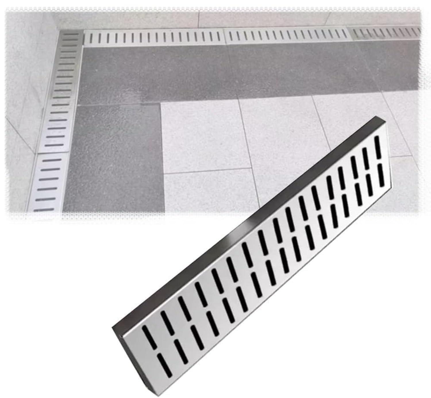 Canaletta Scolo Acqua Piovana Canale di Scarico in Acciaio Inossidabile,Filtri Lineari per Grondaie,Terrazza da Giardino,Fattoria,Drenaggio Trincea con Griglia Rimovibile 100x12CM(39"x4.7")