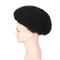 Vista 5 de HAPPY&CC Peluca de cabello humano tipo tupé para hombre, sistema de reemplazo de cabello de encaje francés completo, negro, afro tupé, pelucas Negro