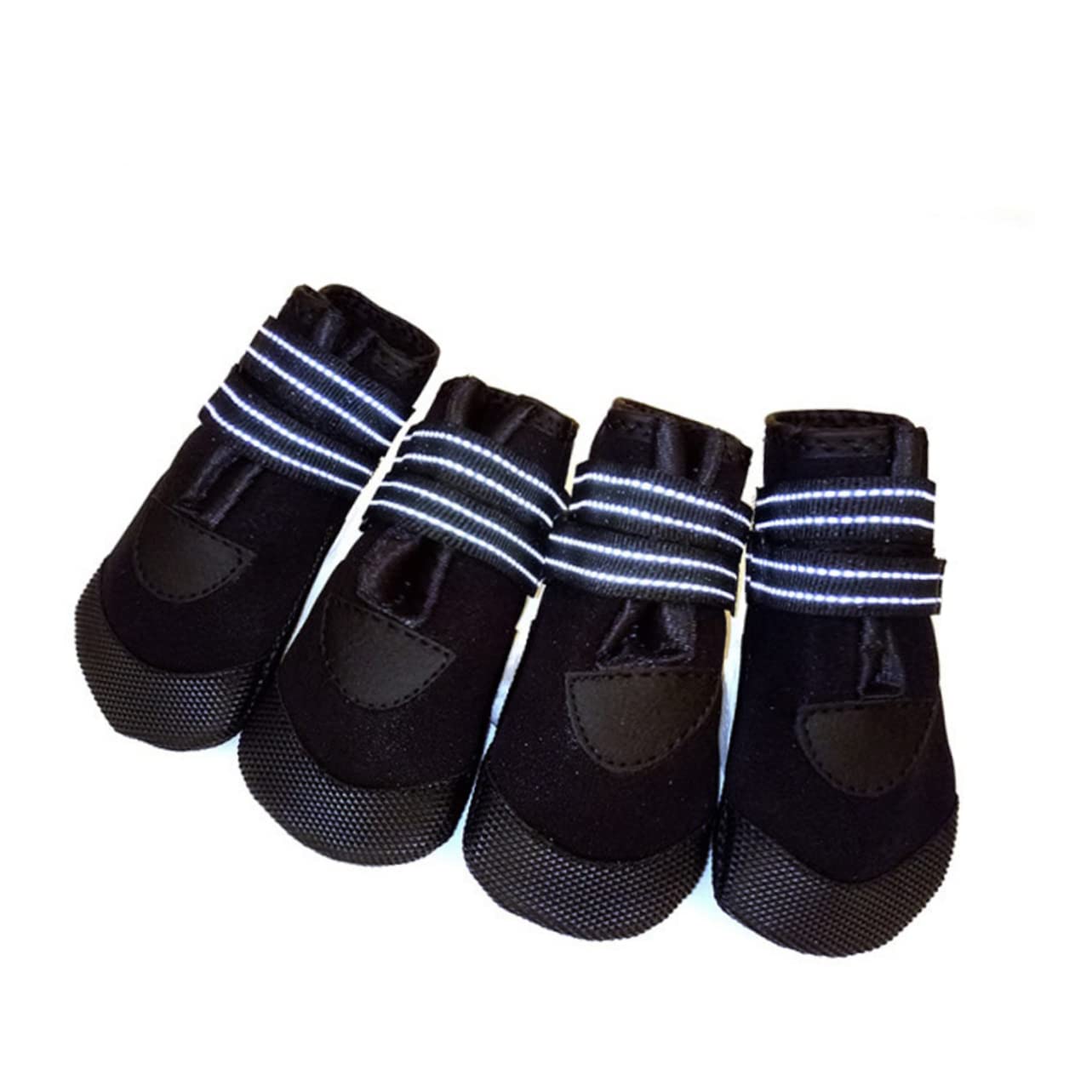 FOMIYES Lot de 2 Paires de Chaussures de Marche pour Chiens en Maille Réfléchissante Non Confortables pour Petits Chiens Bottines Noires pour Animaux de Compagnie 4 Pièces