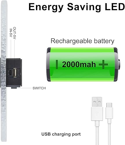 Miniatura 5 de SURPALIG Apliques de pared con control táctil, luz nocturna regulable, funciona con pilas, luces de pared para dormitorio, luz LED magnética